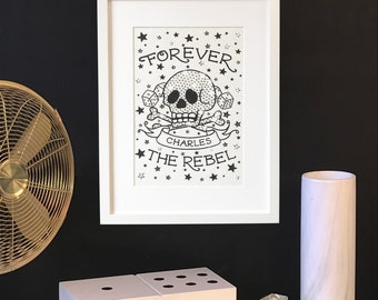 Forever the Rebel Tattoo embellished print