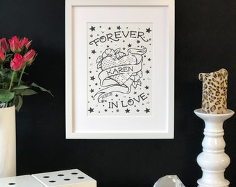 Forever in Love Tattoo verfraaide print