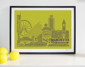 Manchester Skyline Typography Print