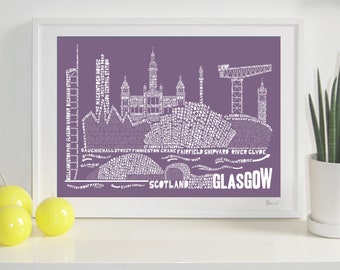 Glasgow Skyline Typography Print