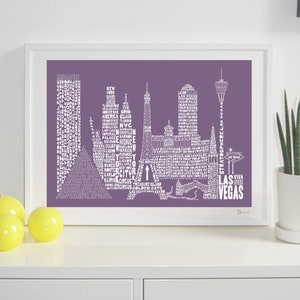 Las Vegas Skyline Typography Print pale berry & white