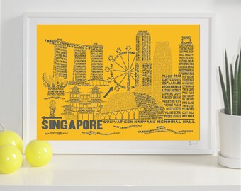 Singapore Skyline Typography Print