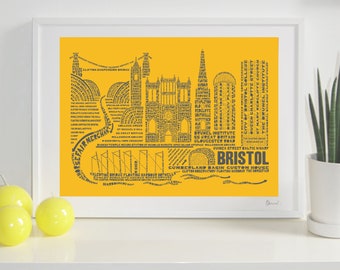 Bristol Skyline Typography Print