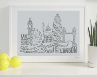 London Skyline Typography Print