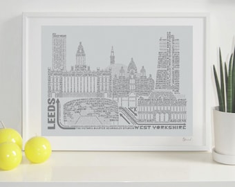 Leeds Skyline Typography Print