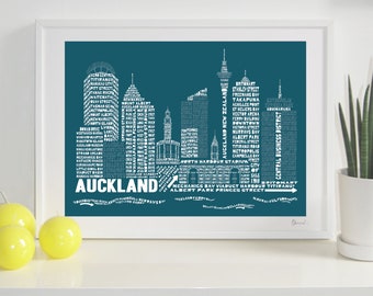 Auckland Skyline Typography Print