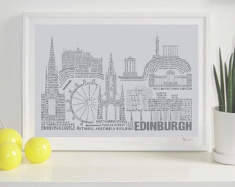 Edinburgh Skyline Typography Print