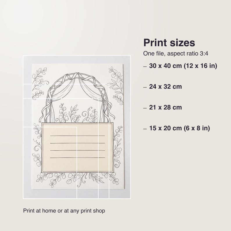 Wedding Weekend Itinerary Sign for Guest Bags, Printable pdf Poster 30 x 40 cm, Custom Wedding Day Schedule image 6