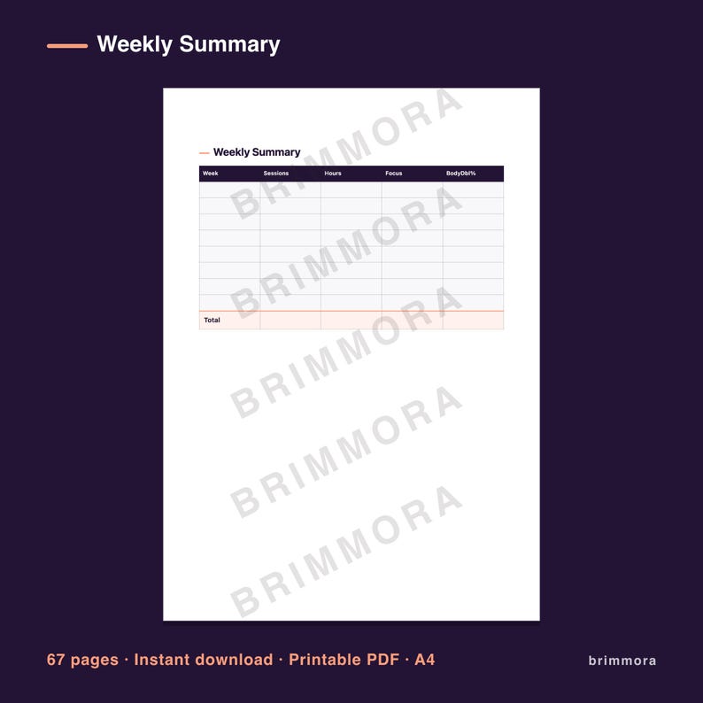 Body Doubling & Deep Work Session Log Printable Planner PDF bild 5
