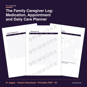 Family Caregiver Log for Adult Children, Medication Tracker, Appointment & Daily Care Planner image 2