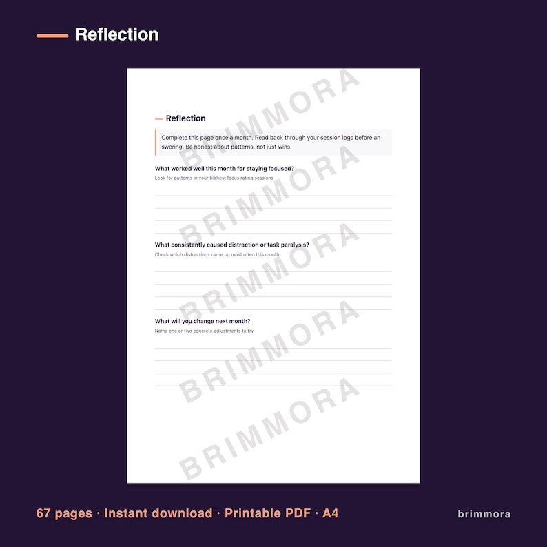 Body Doubling & Deep Work Session Log Printable Planner PDF bild 6