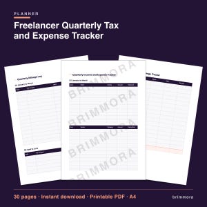 Freelancer Tax Planner, Quarterly Expense Tracker, Printable PDF for Self-Employed image 2