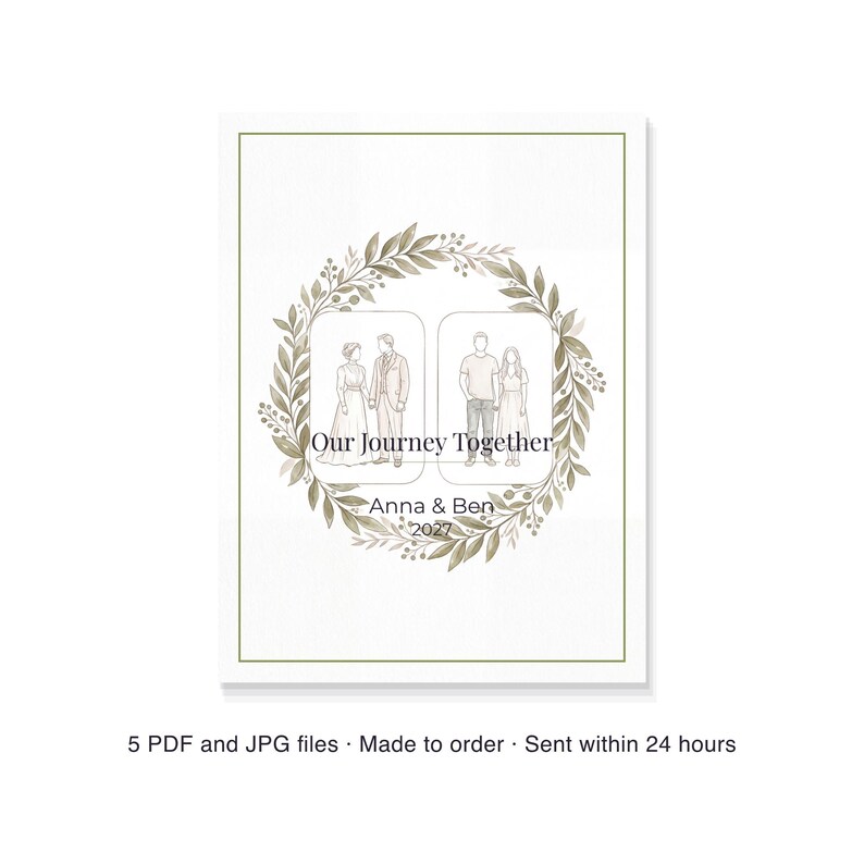 Then and Now Anniversary Photo Print for Couples, Custom Comparison Poster, Printable Instant PDF 30 x 40 cm image 6
