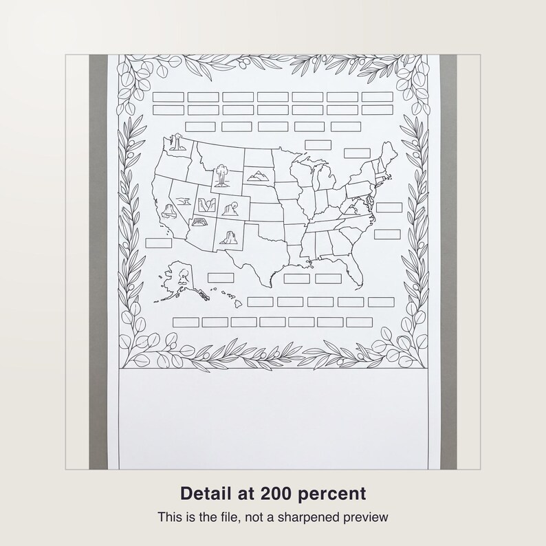 Personalized national park map print, custom travel tracker poster with family name, 30 x 40 cm PDF, instant download image 3