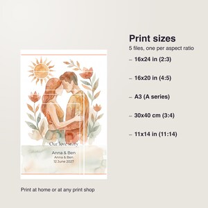 Custom Lovers Tarot Card Portrait for Couples, Wedding Gift, Printable PDF 30 x 40 cm, Instant Download image 5