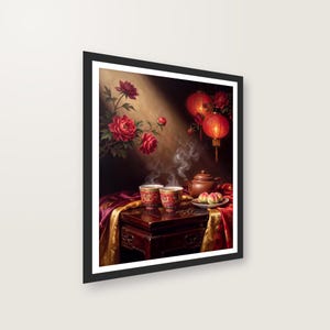 Chinesisches Teezeremonie Poster, Double Happiness Kunstdruck, Hochzeit Wandbild, Digitaler Download PDF bis 30x40 cm imagen 2