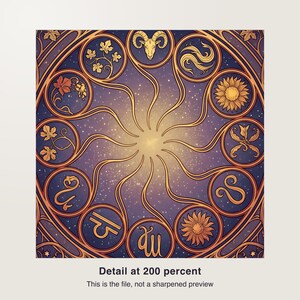 Horoskop Poster Digital Download | Zodiac Wandbild Jugendstil | Geburts-Sternzeichen Kunstdruck PDF druckfertig image 3