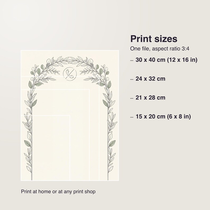 Letrero personalizado para ceremonia sin dispositivos electrónicos, letrero de boda personalizado con nombres y fecha, "No se permiten teléfonos", PDF imprimible imagen 5