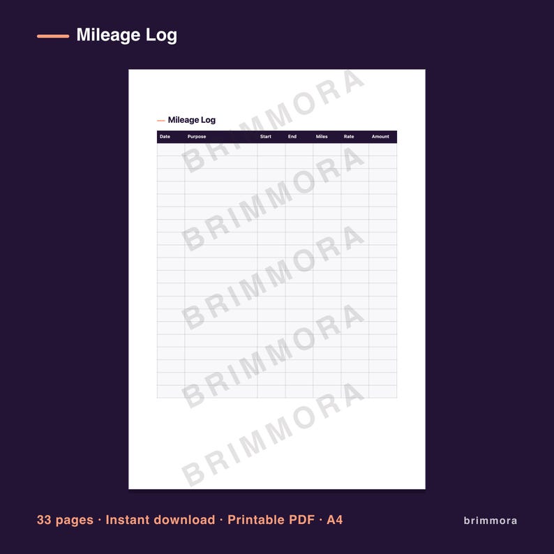 Freelance Invoice and Expense Tracker Printable, Client Log, Mileage and Quarterly Tax Pages, PDF image 4