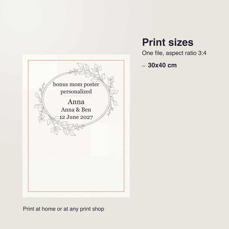 Bonus Mom Poster Personalized, Custom Stepmom Definition Print, Printable Mother's Day Gift with Custom Name image 5