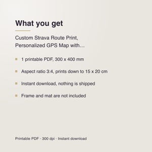 Custom Strava Route Print, Personalized GPS Map with Name Date Distance, Printable PDF 30 x 40 cm, Running Art Gift image 8