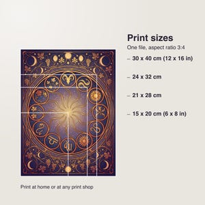 Horoskop Poster Digital Download | Zodiac Wandbild Jugendstil | Geburts-Sternzeichen Kunstdruck PDF druckfertig image 5
