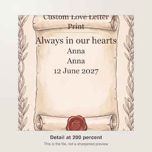 Custom Love Letter Print, Personalized Anniversary Keepsake, Handwritten Wall Art image 3