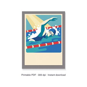 Personalized Swimmer Poster, Custom Swim Team Gift Print with Name and Time, Printable PDF Wall Art, 30 x 40 cm image 6
