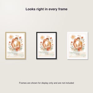 Custom Lovers Tarot Card Portrait for Couples, Wedding Gift, Printable PDF 30 x 40 cm, Instant Download image 7