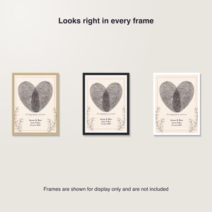 Fingerprint Heart Print for Couples Anniversary, Custom Thumbprint Heart Wall Art with Names and Date image 7