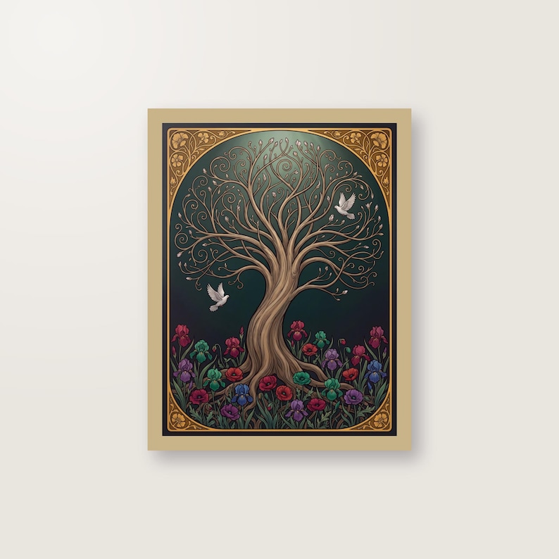 Trauer Fingerabdruckbaum als Gästebuch für Trauerfeier Digitaler Kunstdruck zum Selbstdrucken image 1