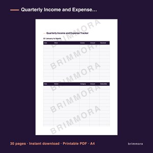 Freelancer Tax Planner, Quarterly Expense Tracker, Printable PDF for Self-Employed image 3