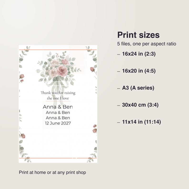 Mother of the Groom Poem Print, Personalized Wedding Gift for Parents, Custom Names and Wedding Date, Printable Wall Art PDF Bild 5
