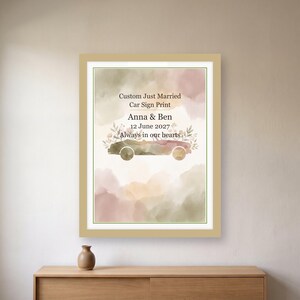 Just Married Sign for Car, Personalized Wedding Getaway, Sparkler Send Off, Custom Watercolor Printable PDF