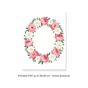 Sweet 16 Guest Book Sign Printable, Watercolor Peonies Roses Wreath, Instant Download PDF, Multiple Sizes for Party Decor image 6