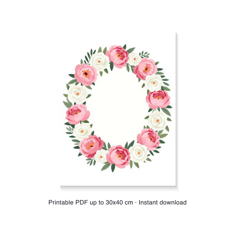 Sweet 16 Guest Book Sign Printable, Watercolor Peonies Roses Wreath, Instant Download PDF, Multiple Sizes for Party Decor image 6