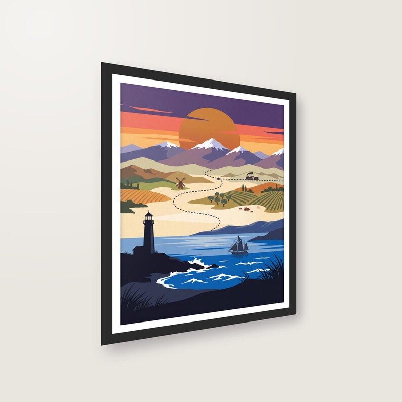 Digitale Hochzeits-Reisekarte als Gästebuch-Poster – Linienzeichnung auf Naturweiss, PDF bis 30x40 cm, Sofort-Download imagen 2