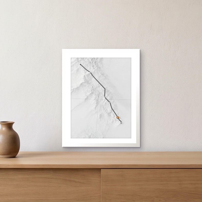 Custom Strava Route Print, Personalized GPS Map with Name Date Distance, Printable PDF 30 x 40 cm, Running Art Gift image 1