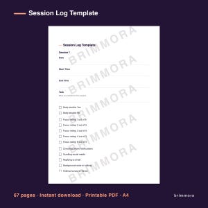 Body Doubling & Deep Work Session Log Printable Planner PDF bild 4