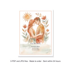 Custom Lovers Tarot Card Portrait for Couples, Wedding Gift, Printable PDF 30 x 40 cm, Instant Download image 6