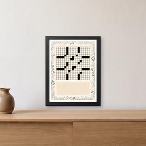 custom crossword puzzle wedding gift, personalized crossword print for couple, printable PDF 30 x 40 cm image 1