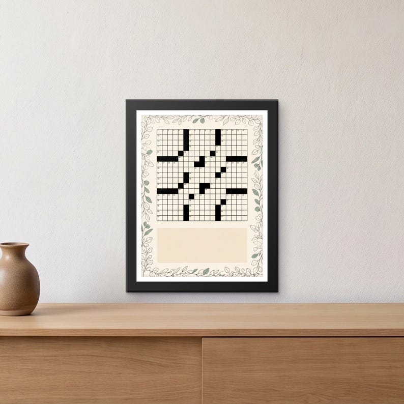 custom crossword puzzle wedding gift, personalized crossword print for couple, printable PDF 30 x 40 cm image 1