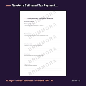 Freelancer Tax Planner, Quarterly Expense Tracker, Printable PDF for Self-Employed image 5