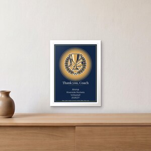 Personalized Thank You Coach Print, Custom Coach Appreciation Poster with Team and Player Names, End of Season Printable Gift PDF image 1