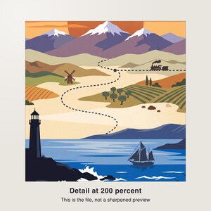 Digitale Hochzeits-Reisekarte als Gästebuch-Poster – Linienzeichnung auf Naturweiss, PDF bis 30x40 cm, Sofort-Download imagen 3