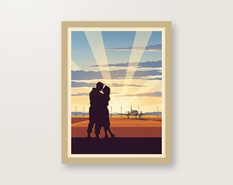 Heimkehr Poster Vintage Reiseplakat Kunstdruck Digital Download | Militär Wiedersehen Rollfeld Wandbild | PDF Sofort-Download bis 30x40