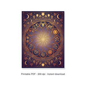 Horoskop Poster Digital Download | Zodiac Wandbild Jugendstil | Geburts-Sternzeichen Kunstdruck PDF druckfertig image 6
