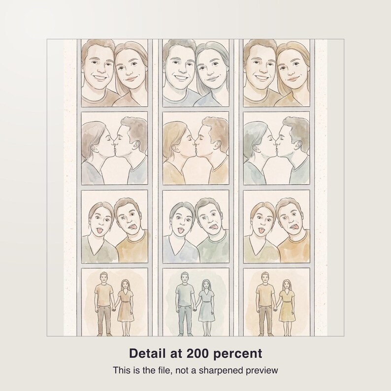Custom Photo Booth Strip Print, Personalized Wedding Photo Strip Keepsake, Printable PDF 30 x 40 cm, Instant Digital Download image 3