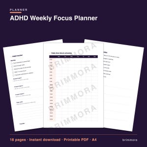 adhd weekly planner printable pdf, time management pages image 2