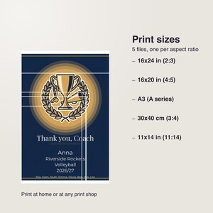 Personalized Thank You Coach Print, Custom Coach Appreciation Poster with Team and Player Names, End of Season Printable Gift PDF image 5